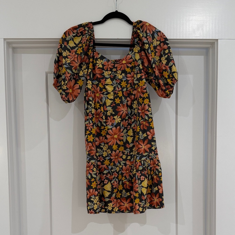 Billabong Floral Mini Dress - Black and Orange